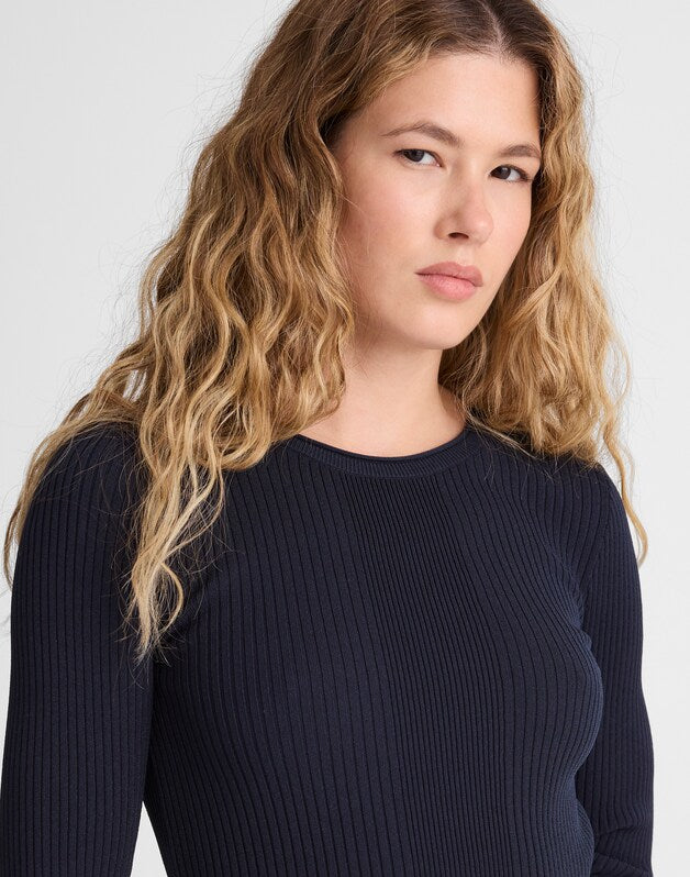 Ribbed Scoopneck Midi Dress CLASSIC NAVY