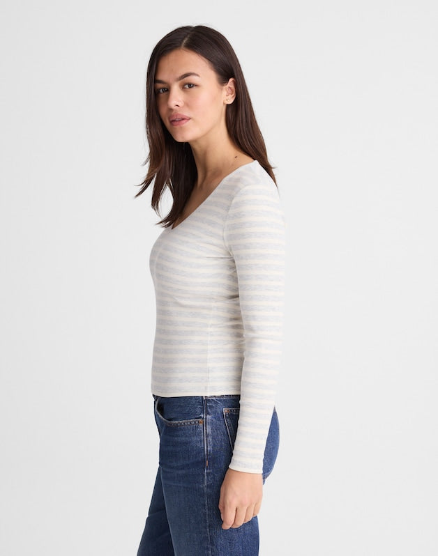 The 9-9 V-Neck Long-Sleeve Tee in LuxeRib HTHR SLATE