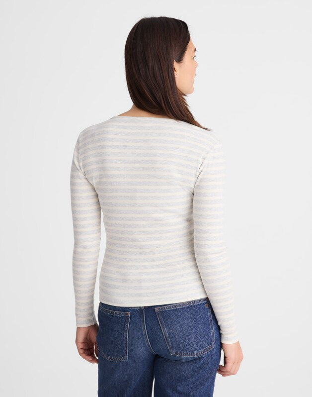 The 9-9 V-Neck Long-Sleeve Tee in LuxeRib HTHR SLATE