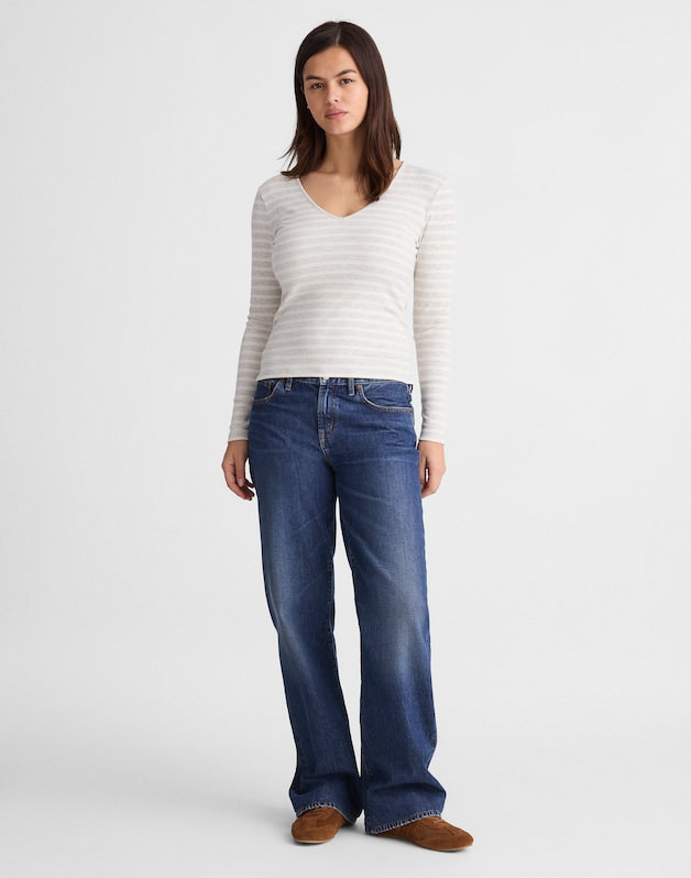 The 9-9 V-Neck Long-Sleeve Tee in LuxeRib HTHR SLATE