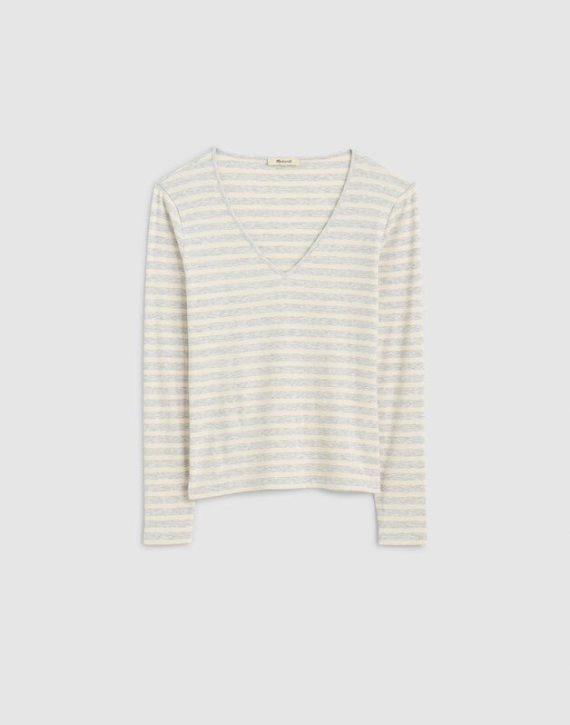 The 9-9 V-Neck Long-Sleeve Tee in LuxeRib HTHR SLATE