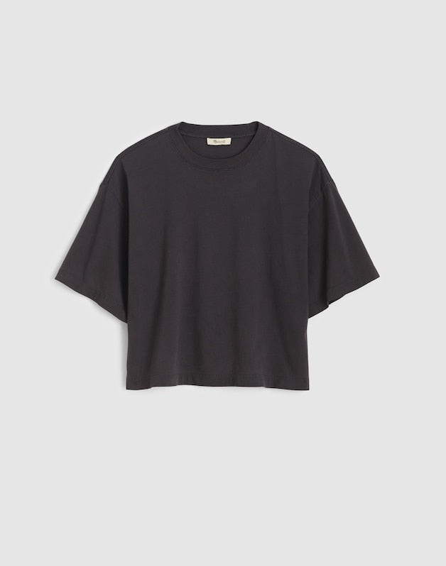 The Boxy Crop Tee in Allday Jersey BLACK COAL