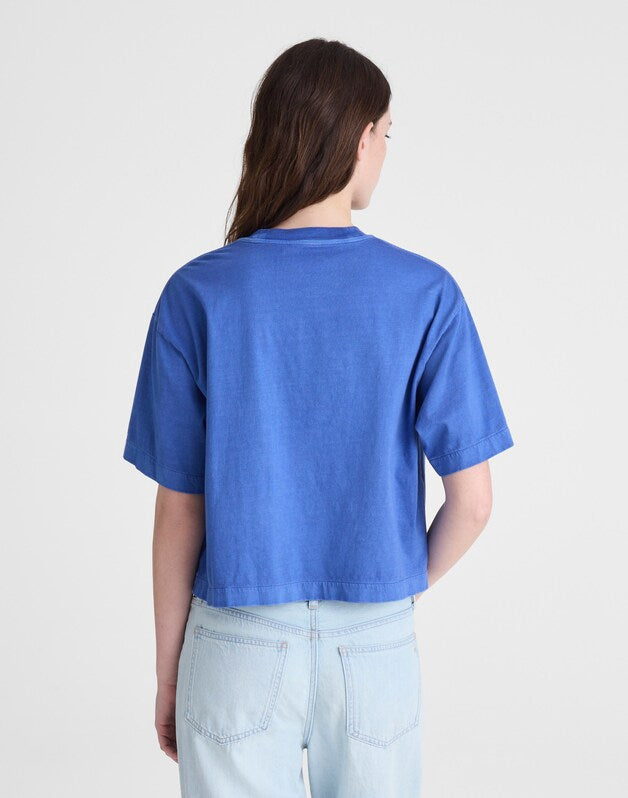 The Boxy Crop Tee in Allday Jersey RETRO BLUE