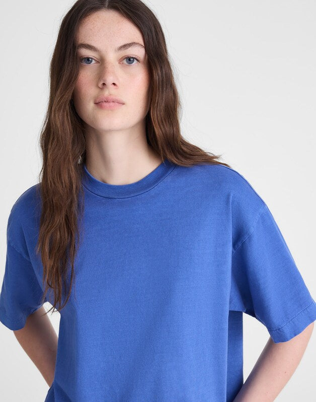 The Boxy Crop Tee in Allday Jersey RETRO BLUE