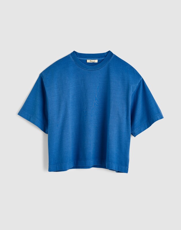 The Boxy Crop Tee in Allday Jersey RETRO BLUE