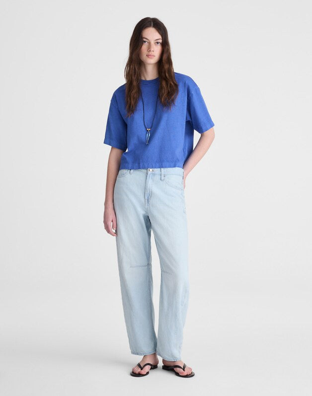 The Boxy Crop Tee in Allday Jersey RETRO BLUE