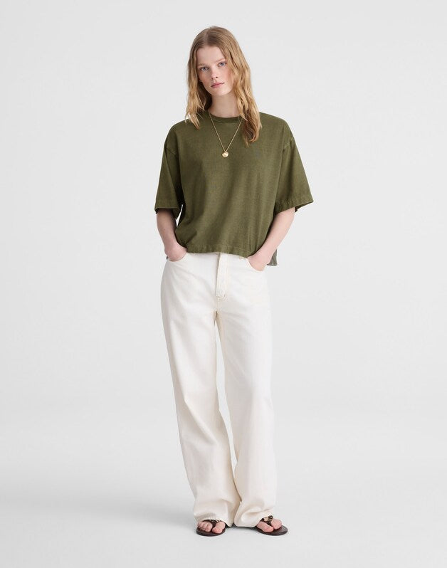 The Boxy Crop Tee in Allday Jersey FADED IVY