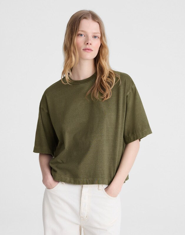 The Boxy Crop Tee in Allday Jersey FADED IVY