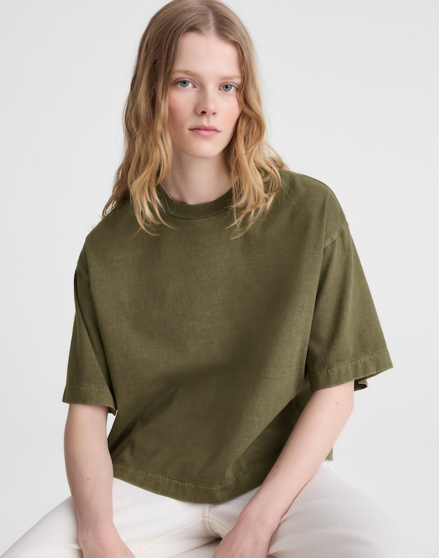 The Boxy Crop Tee in Allday Jersey FADED IVY