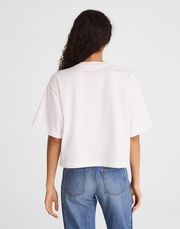 The Boxy Crop Tee in Allday Jersey WHITE
