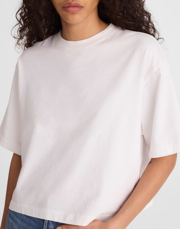 The Boxy Crop Tee in Allday Jersey WHITE