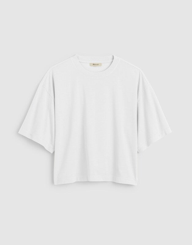 The Boxy Crop Tee in Allday Jersey WHITE
