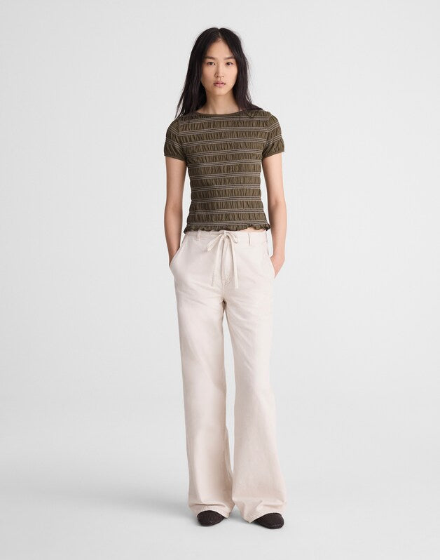 Smocked Short-Sleeve Top FADED IVY