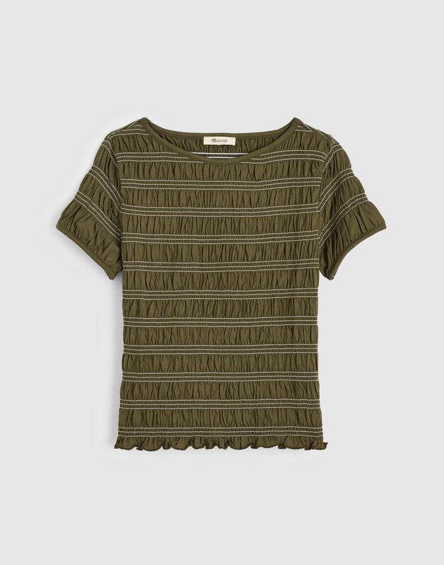 Smocked Short-Sleeve Top FADED IVY