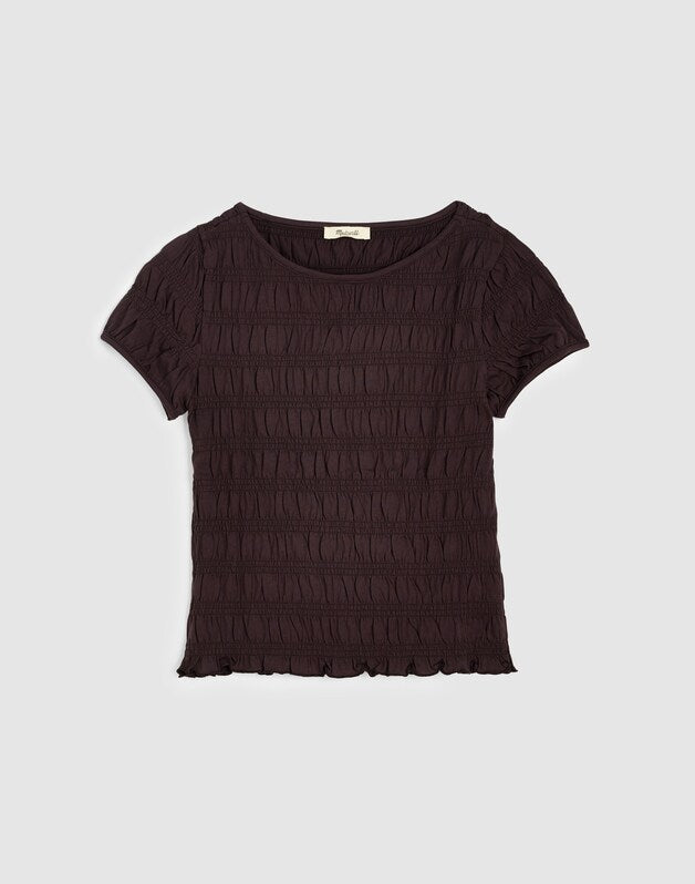 Smocked Short-Sleeve Top CHOCOLATE PLUM