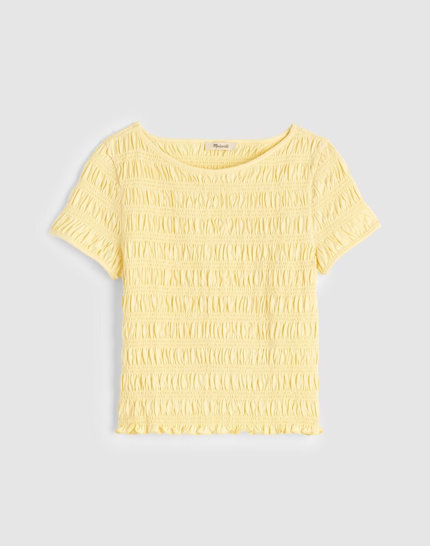 Smocked Short-Sleeve Top SHEER PINEAPPLE