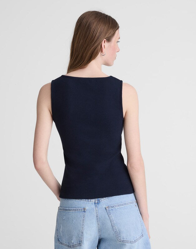 Lace-Trim V-Neck Tank CLASSIC NAVY