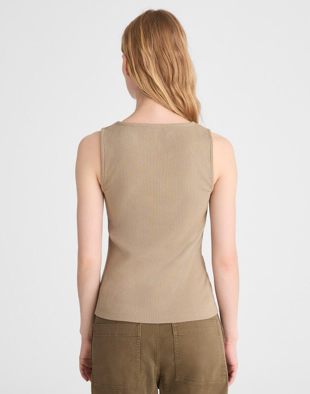 Lace-Trim V-Neck Tank SAGEBRUSH