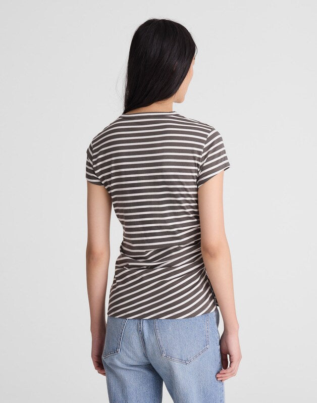 Asymmetric Ruched Tee in Allday Jersey PELICAN GREEN