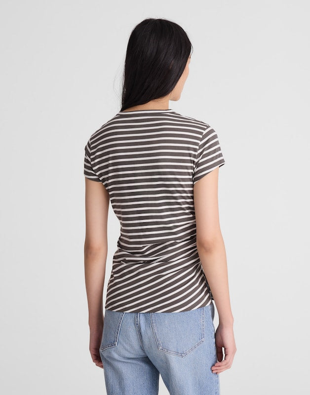 Asymmetric Ruched Tee in Allday Jersey PELICAN GREEN