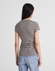Asymmetric Ruched Tee in Allday Jersey PELICAN GREEN