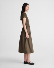 Smocked Boatneck Midi Dress FADED IVY