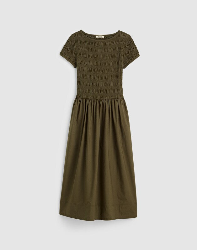 Smocked Boatneck Midi Dress FADED IVY