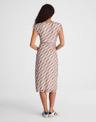 Cap-Sleeve Ruched Midi Dress SPICED BROWN