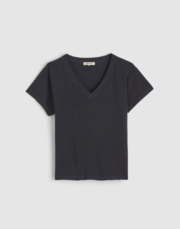 The Relaxed V-Neck Tee in Vintage Jersey BLACK COAL