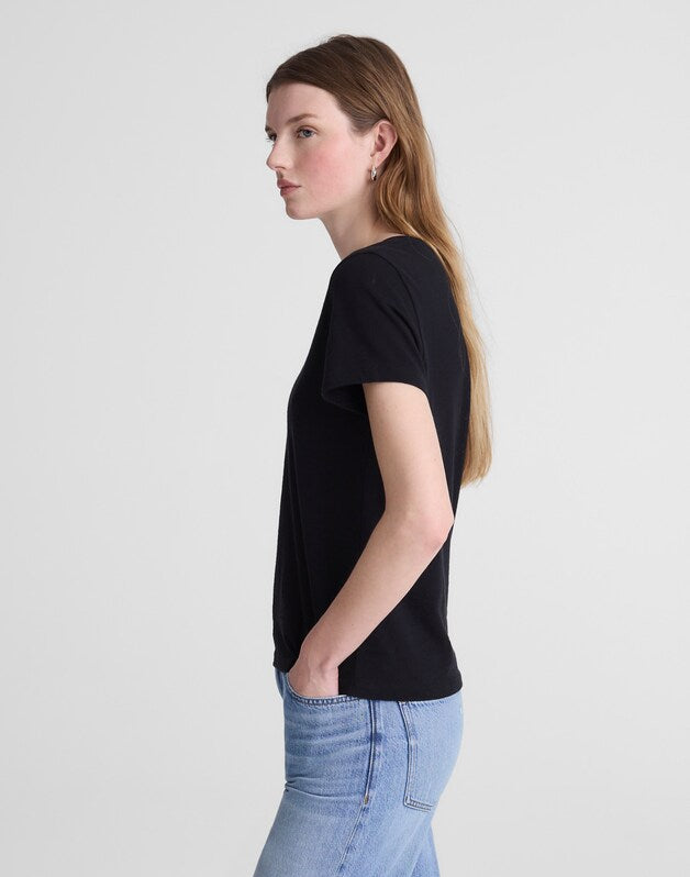 The Relaxed V-Neck Tee in Vintage Jersey BLACK CHARCOAL