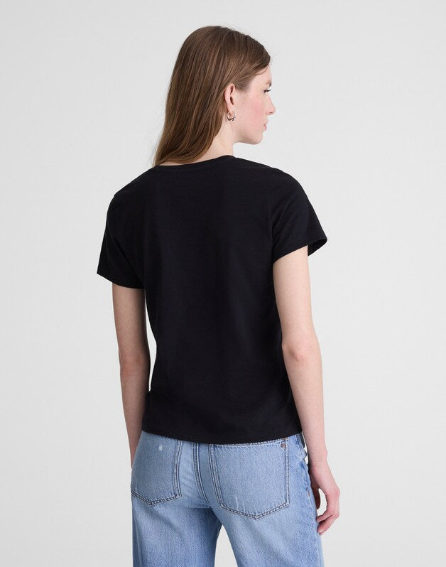 The Relaxed V-Neck Tee in Vintage Jersey BLACK CHARCOAL