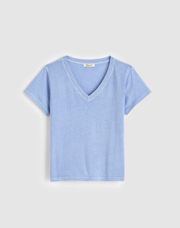The Relaxed V-Neck Tee in Vintage Jersey TRANQUIL BLUE