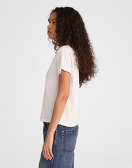 The Relaxed V-Neck Tee in Vintage Jersey WHITE