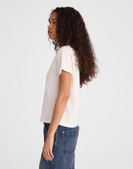 The Relaxed V-Neck Tee in Vintage Jersey WHITE
