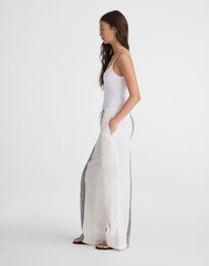 Pull-On Pants in Linen Blend BOLD PLACEMENT STRIPE BLACK