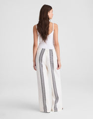 Pull-On Pants in Linen Blend BOLD PLACEMENT STRIPE BLACK