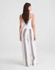 Pull-On Pants in Linen Blend BOLD PLACEMENT STRIPE BLACK