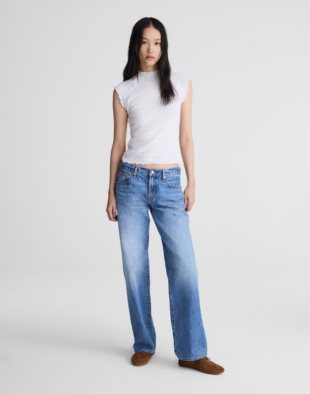 Smocked Mockneck Tank WHITE
