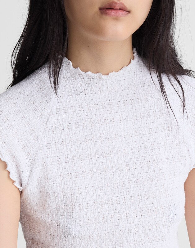 Smocked Mockneck Tank WHITE