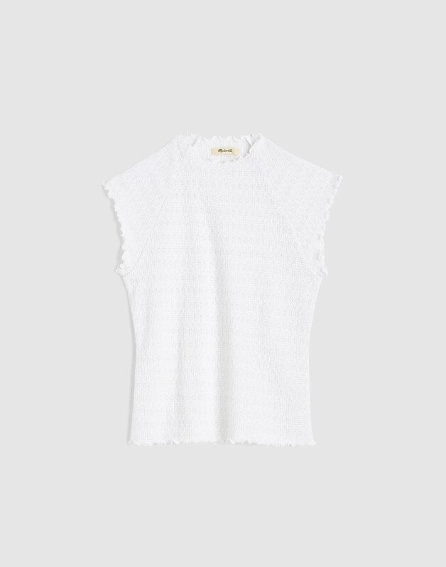 Smocked Mockneck Tank WHITE