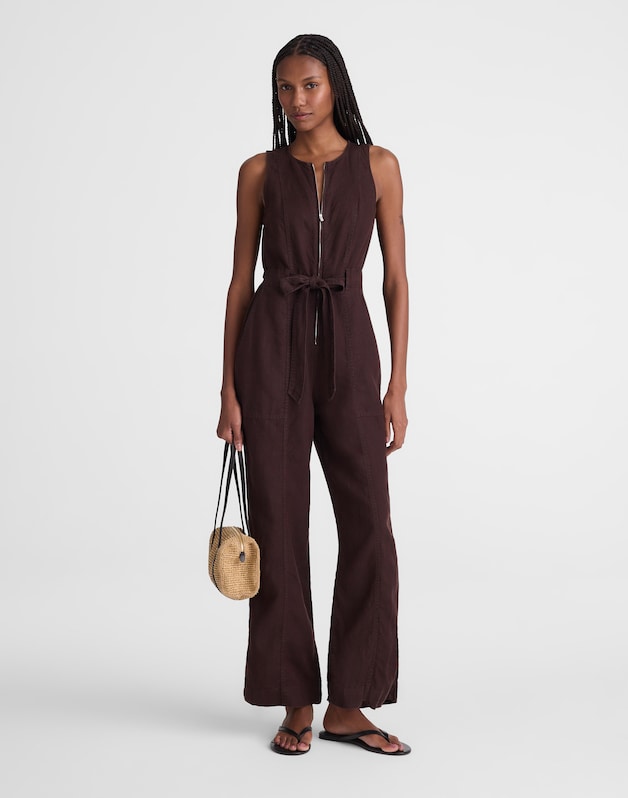 Utility Coverall Straight-Leg Jumpsuit COCOA
