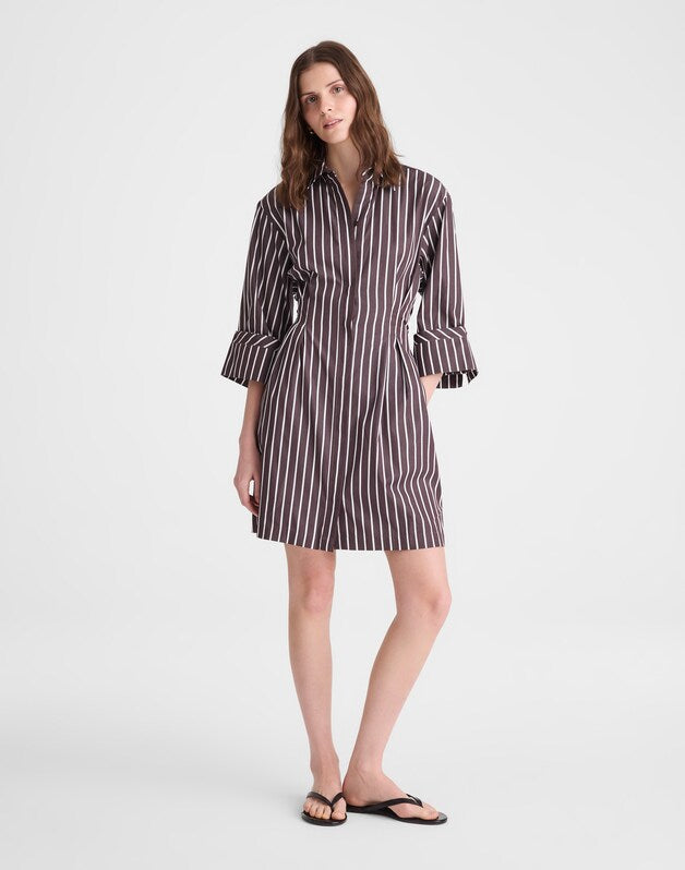 Tucked Mini Shirtdress CHOCOLATE PLUM