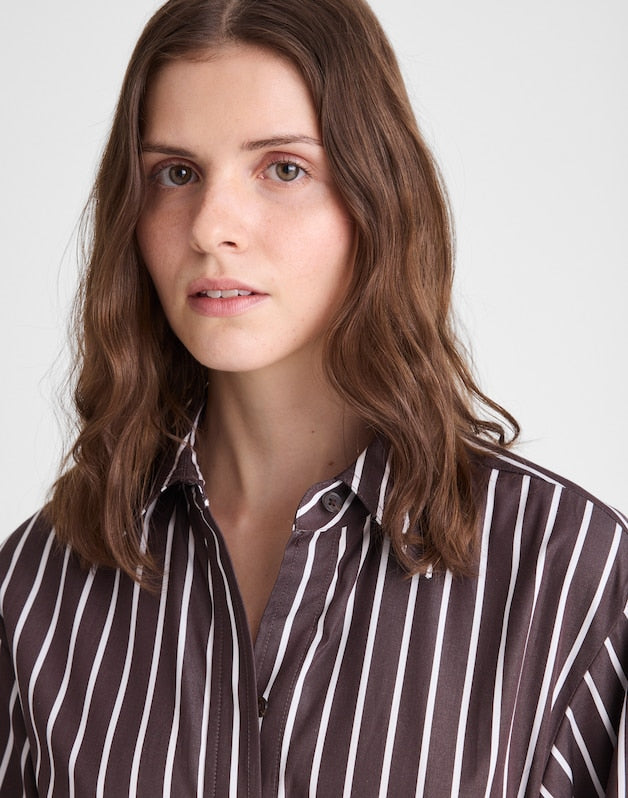 Tucked Mini Shirtdress CHOCOLATE PLUM