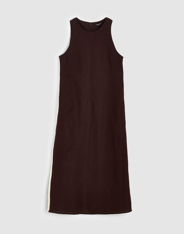 The Elena Midi Dress in 100% Linen COCOA