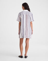 Relaxed Mini Shirtdress in 100% Linen WHITE