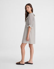 The Blaire Mini Dress BLACK AND IVORY MICRO STRIPE