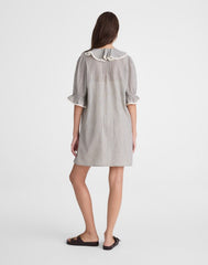 The Blaire Mini Dress BLACK AND IVORY MICRO STRIPE