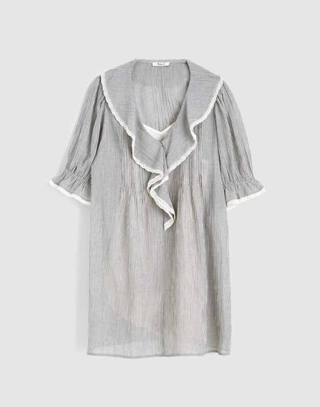 The Blaire Mini Dress BLACK AND IVORY MICRO STRIPE