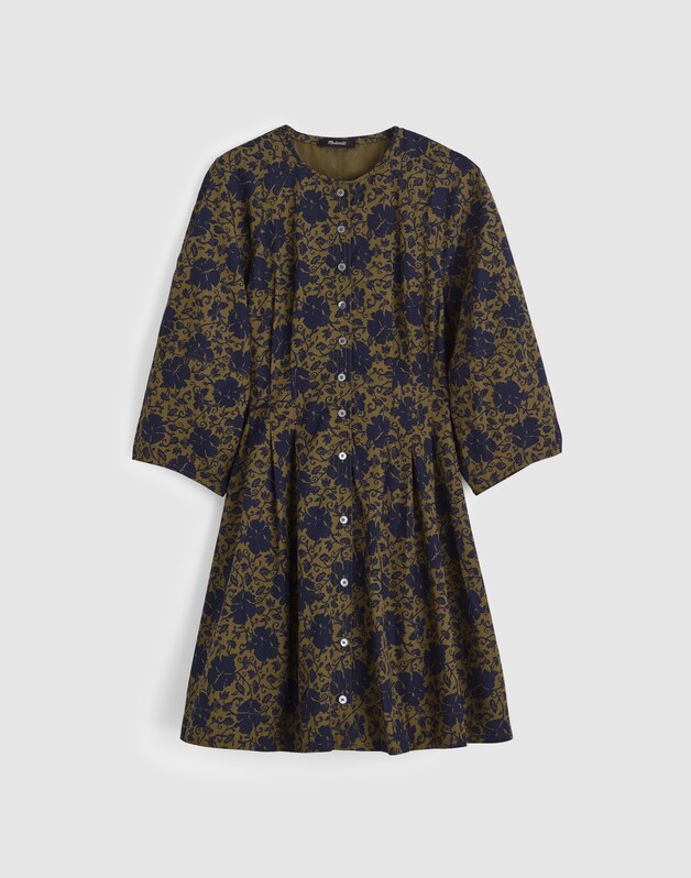 Sculptural-Sleeve Pleated Mini Dress CHATEAU OLIVE