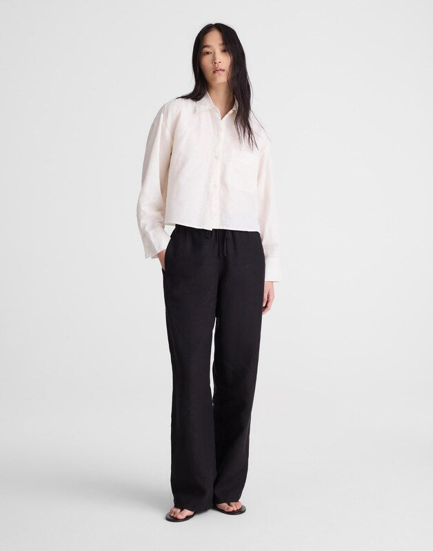 Straight-Hem Shirt in Linen-Cotton Blend IVORY LINEN